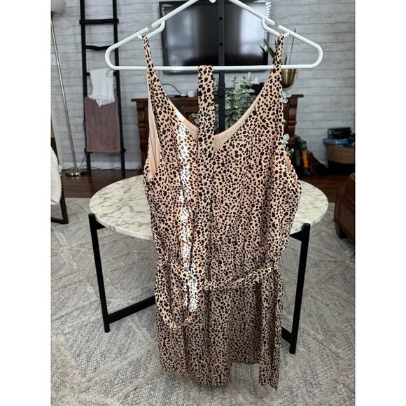 She + Sky Cheetah Print Sleeveless Button Closure Back Mini Romper Womens Sz L - Picture 3 of 8